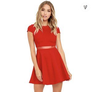 LULUS Legendary Lovers Red Skater Dress Short Sleeve Mini Dress